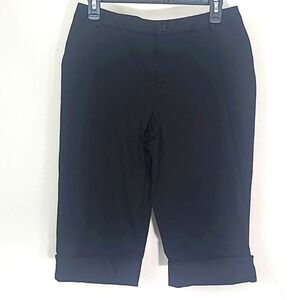 Hannah black Bermuda shorts stretch front pockets mid-rise belt loops EUC 6